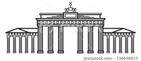 German historic gate line icon. Famous architecture German historic gate line icon. Famous architecture 136636833