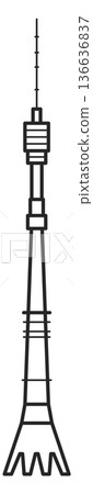 Ussr tower line icon. Russian famous landmark Ussr tower line icon. Russian famous landmark 136636837