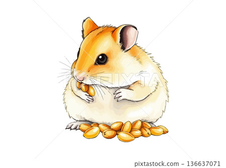 Watercolor vector illustration of a cute little hamster. 136637071