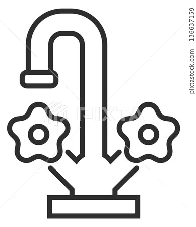 Tap line icon. Water faucet. Wash symbol Tap line icon. Water faucet. Wash symbol 136637159