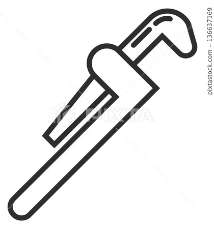 Pipe wrench. Plumbing repair tool line icon 136637169