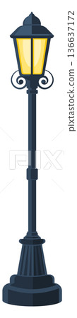 Electric city lamp. Outdoor light cartoon element Electric city lamp. Outdoor light cartoon element 136637172