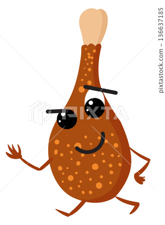 Roasted chicken leg cartoon mascot. Happy food 136637185