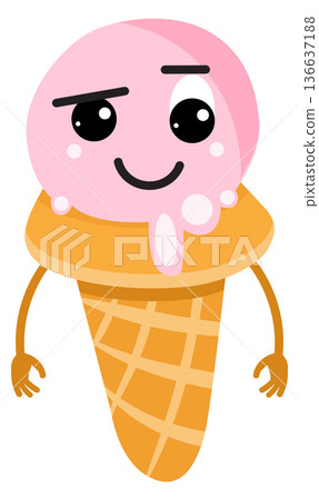 Funny ice cream character. Cartoon sweet mascot Funny ice cream character. Cartoon sweet mascot 136637188