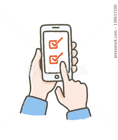手觸摸著手機 136637200