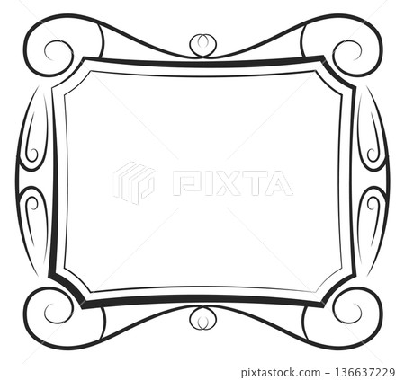 Square frame. Victorian picture border. Doodle drawing Square frame. Victorian picture border. Doodle drawing 136637229