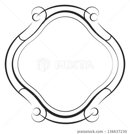 Elegant frame. Curve shaped doodle line drawing Elegant frame. Curve shaped doodle line drawing 136637230