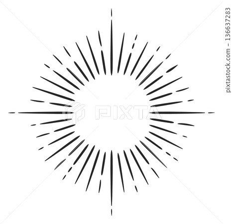 Radial burst frame. Retro line empty circle Radial burst frame. Retro line empty circle 136637283