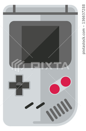 Retro portable videogame color icon. Playing device Retro portable videogame color icon. Playing device 136637288