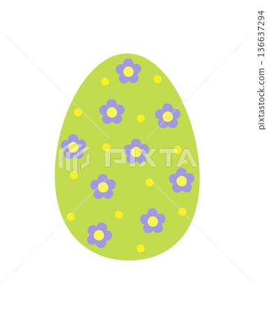 Easter egg decorated with flowers holiday symbol, colorful flat style hand drawn vector illustration for springtime celebration decor, greeting cards, invitations, banners, web design Easter egg decorated with flowers holiday symbol, colorful flat style hand drawn vector illustration for springtime celebration decor, greeting cards, invitations, banners, web design 136637294