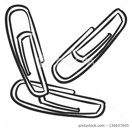 Paper clips doodle. Office stationery hand drawn icon Paper clips doodle. Office stationery hand drawn icon 136637605