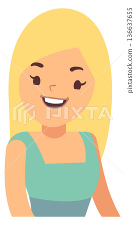 Blonde girl portrait. Happy young woman color character 136637655