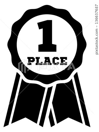 First place badge black icon. Best symbol First place badge black icon. Best symbol 136637687