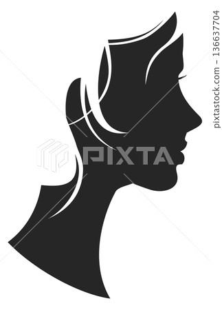 Lady cut out silhouette. Woman with elegant haircut Lady cut out silhouette. Woman with elegant haircut 136637704