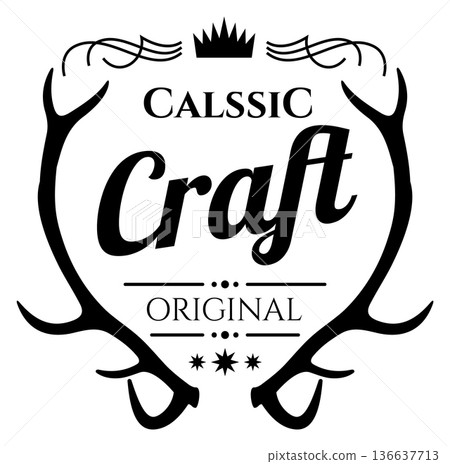 Craft beer label. Classic alcohol drink logo 136637713