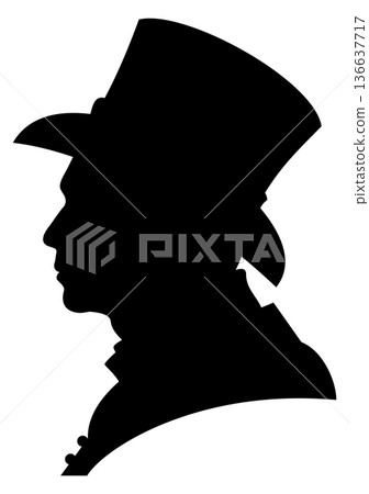 Retro male silhouette. Black gentleman head logo Retro male silhouette. Black gentleman head logo 136637717