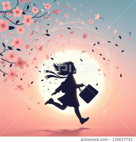 參加入學典禮的兒童剪影 參加入學典禮的兒童剪影 136637781