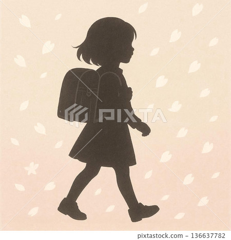 背著書包的孩子們在櫻花樹下漫步 背著書包的孩子們在櫻花樹下漫步 136637782