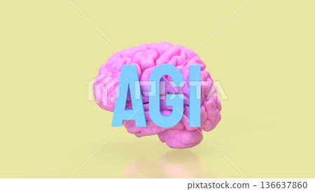 Artificial General Intelligence Brain Concept 3d render. Artificial General Intelligence Brain Concept 3d render. 136637860