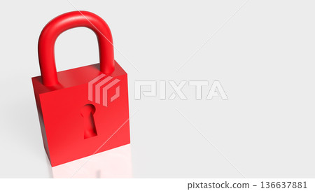 Red Padlock Security and Data Protection Concept 3d render. 136637881