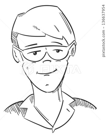 Student portrait drawing. Male head pencil sketch 136637954