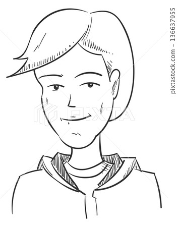 Comic boy portrait drawing. Male head sketch Comic boy portrait drawing. Male head sketch 136637955
