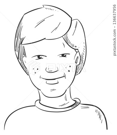 Teenager portrait. Male head sketch. Comic man Teenager portrait. Male head sketch. Comic man 136637956
