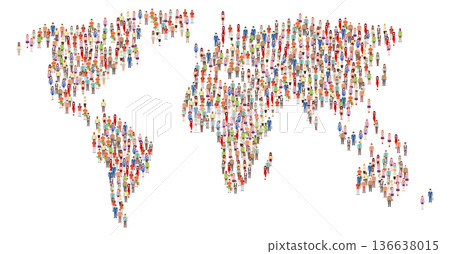 World population infographic. People icons on Earth map World population infographic. People icons on Earth map 136638015