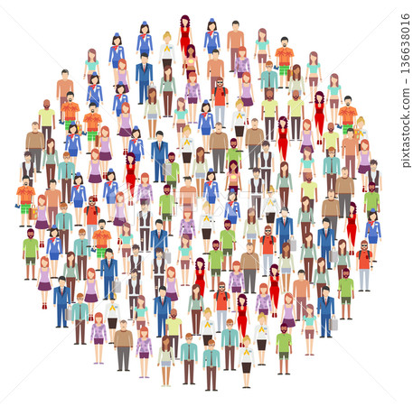 People crowd color round icon. Community or society symbol People crowd color round icon. Community or society symbol 136638016