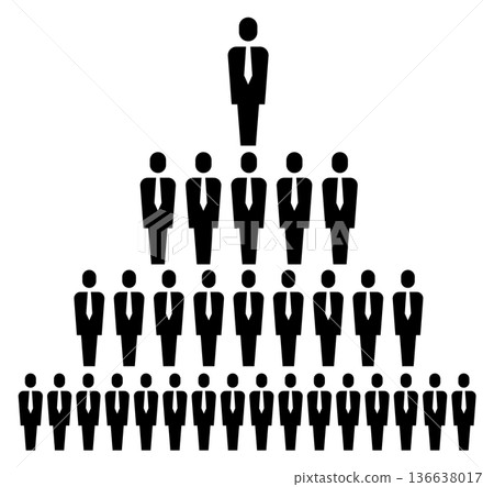 Hierarchy chart. Black business human figures diagram 136638017