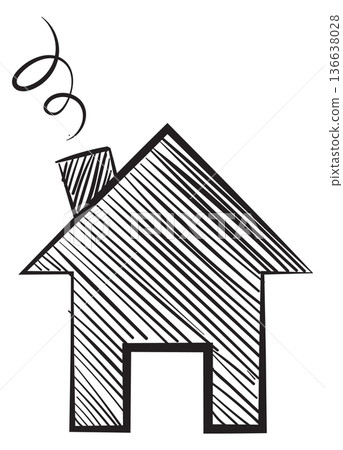 House drawing. Cute little building. Home icon House drawing. Cute little building. Home icon 136638028