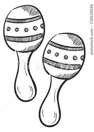 Maracas doodle. Hand drawn mexican music instrument 136638048