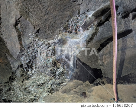 An unmined amethyst geode in a wall at the Vanda mines in Misiones Province, Argentina An unmined amethyst geode in a wall at the Vanda mines in Misiones Province, Argentina 136638207