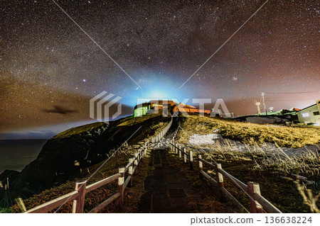 Milky Way and the night walking trail leading to the "Wind House" at Cape Erimo | Hidaka Mountains Erimo Tokachi National Park 136638224
