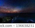Cape Erimo enveloped in a starry sky: a spectacular night view of the Pacific Ocean and the Milky Way 136638231