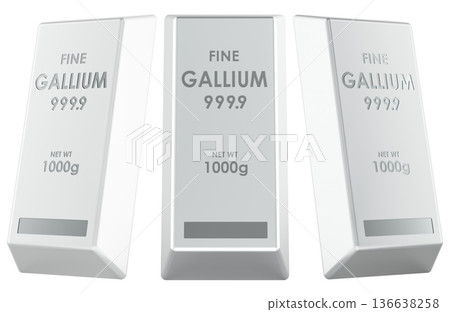 Gallium metal ingots side and front views. 3D rendering 136638258