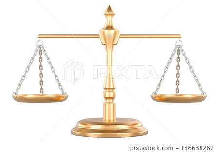 Golden scales of justice, 3D rendering 136638262