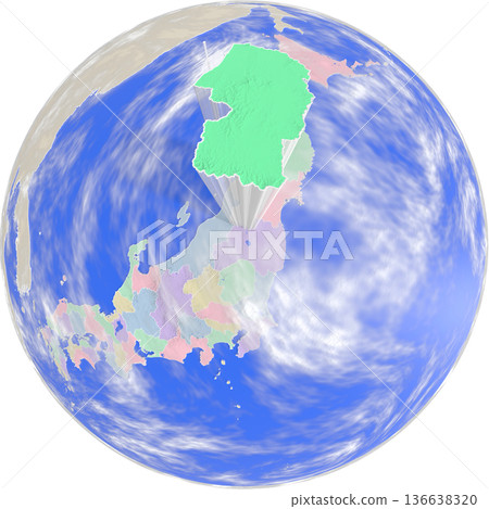A planet-like map of Yamagata Prefecture seen from above A planet-like map of Yamagata Prefecture seen from above 136638320