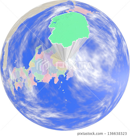 A planet-like map of Tochigi Prefecture seen from above the Earth A planet-like map of Tochigi Prefecture seen from above the Earth 136638323