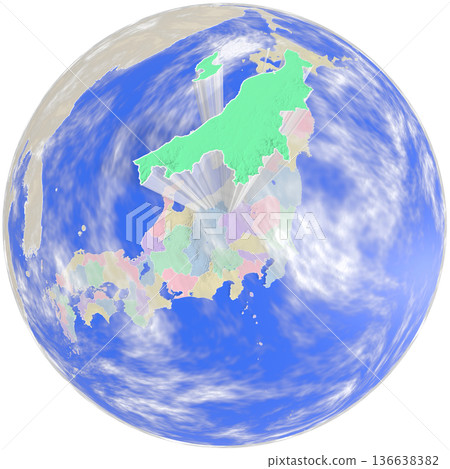 從高空俯瞰新潟縣，呈現類似行星的地形。 136638382