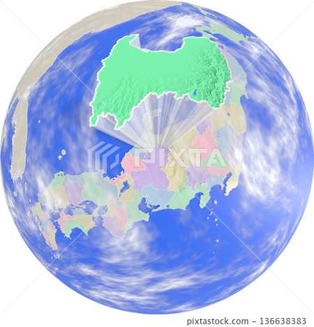 從地球上方看到的富山縣的行星狀地圖 136638383