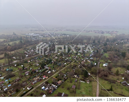 Extensive Aerial Overview Showcasing Collective Gardening Zones Within Neighborhood Community Extensive Aerial Overview Showcasing Collective Gardening Zones Within Neighborhood Community 136638477