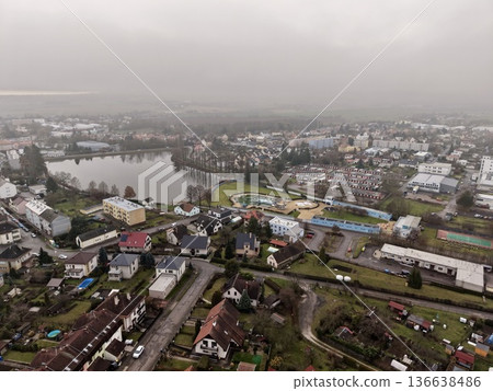 Suburban Road Overview, Aerial Image Of Local Roads, View From Above Of Roads And Structures Suburban Road Overview, Aerial Image Of Local Roads, View From Above Of Roads And Structures 136638486