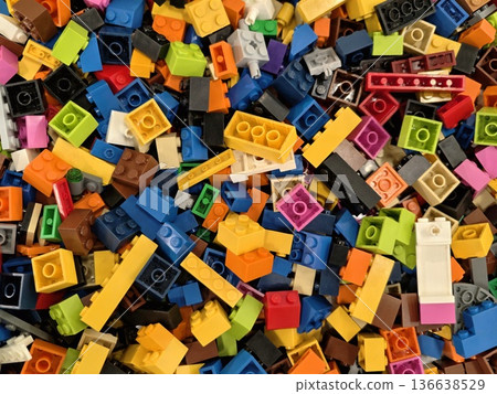 Colorful Brick Pattern Closeup, Detailed Mosaic Of Multicolored Bricks With Subtle Tonal Variations Colorful Brick Pattern Closeup, Detailed Mosaic Of Multicolored Bricks With Subtle Tonal Variations 136638529