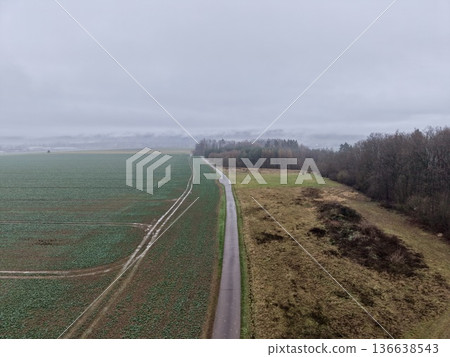 Landscape Transitions Observed, Aerial View Of Rural Landscape Indicating Seasonal And Mood Changes Landscape Transitions Observed, Aerial View Of Rural Landscape Indicating Seasonal And Mood Changes 136638543