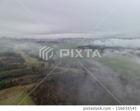 Rolling Hills With Fog, Soft Rolling Hills Cloaked In Fog With Peaceful Natural Surroundings 136638545