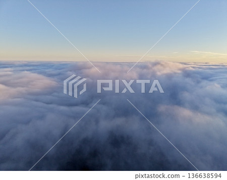 Soft Layered Cloud View With Tranquil Hues, Minimalist Aerial Depiction Of Calm Pastel Sky Views Soft Layered Cloud View With Tranquil Hues, Minimalist Aerial Depiction Of Calm Pastel Sky Views 136638594