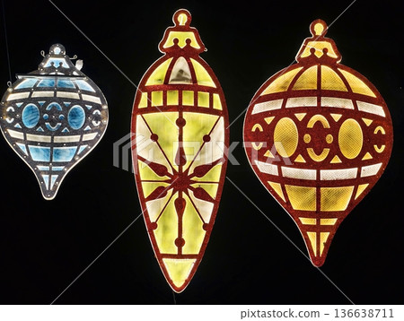 Gorgeous Stained Glass, Luxurious Evening Scene Featuring Vibrant Stained Glass And Warm Lighting Gorgeous Stained Glass, Luxurious Evening Scene Featuring Vibrant Stained Glass And Warm Lighting 136638711