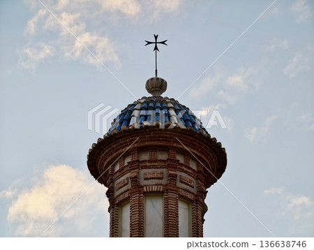 Decorative Religious Architecture, Baroque Church Summit Featuring Colorful Glazed Tiles And Peaceful Sky Decorative Religious Architecture, Baroque Church Summit Featuring Colorful Glazed Tiles And Peaceful Sky 136638746
