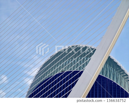 Architectural Glass Detail, Highcontrast Architectural Elements With Glass And Cable Intersections Architectural Glass Detail, Highcontrast Architectural Elements With Glass And Cable Intersections 136638752